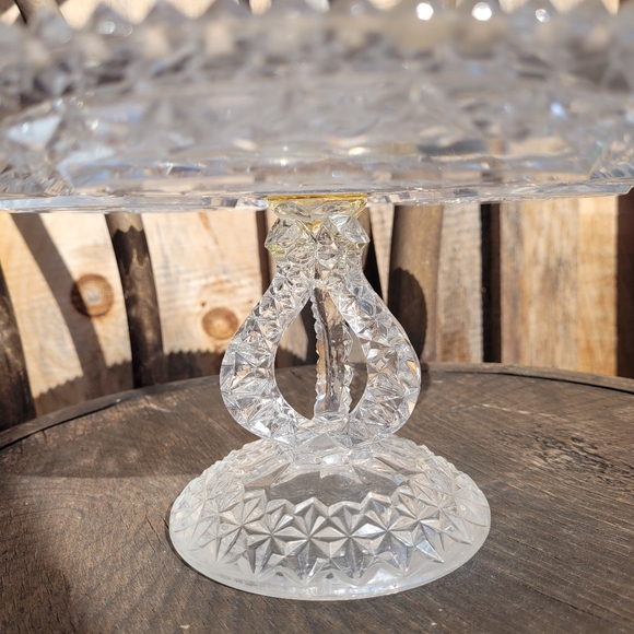 Vintage Hofbauer Crystal Swan Cake Stand 11" - Picture 4 of 12